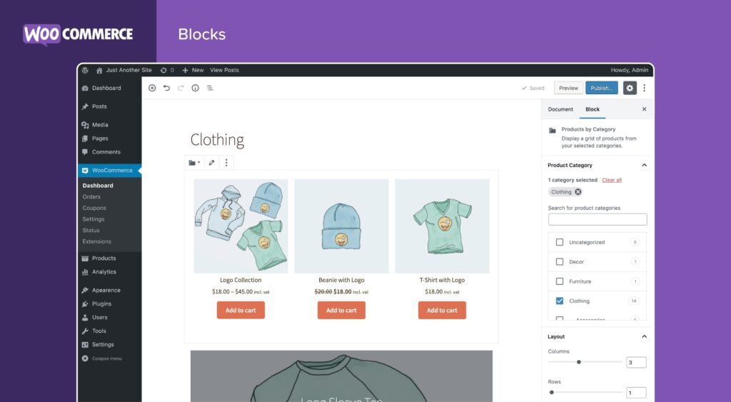 WooCommerce shop with Starter Blog theme